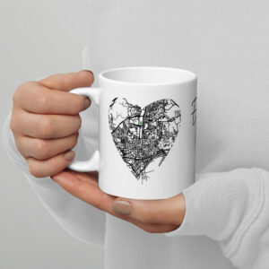 Taza blanca mapa corazón